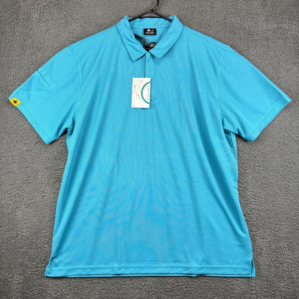 V‎ Valanch Mens 2XL Polo Shirt Blue Short Sleeve Performance Golf Top NWT ZT140